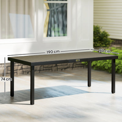 Table de jardin rectangulaire pour 8 personnes en aluminium table de salle à manger extétieur plateau PE à lattes