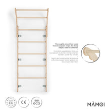 MAMOI® Swedish ladder, Wooden gorilla gym for kids, Indoor baby climbing frame for toddlers, Monkey bars and play gym, Childrens climbing wall, Gymnastics bar and equipment for home