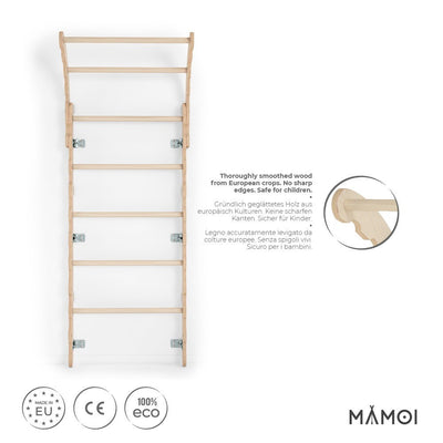 MAMOI® Swedish ladder, Wooden gorilla gym for kids, Indoor baby climbing frame for toddlers, Monkey bars and play gym, Childrens climbing wall, Gymnastics bar and equipment for home