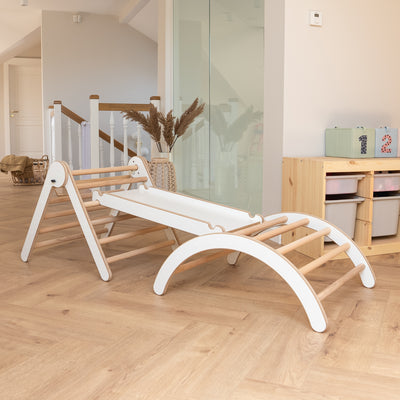 MAMOI® Ensemble d’escalade 4 en 1 pour enfants, arche à bascule, coussin, triangle d’escalade et toboggan