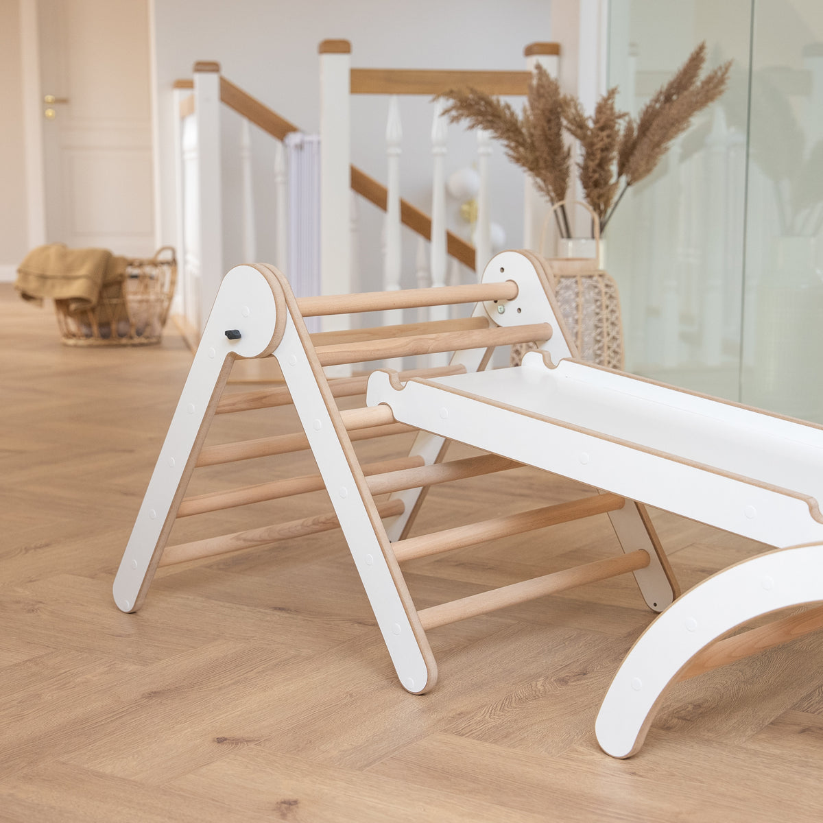 MAMOI® Ensemble d’escalade 4 en 1 pour enfants, arche à bascule, coussin, triangle d’escalade et toboggan