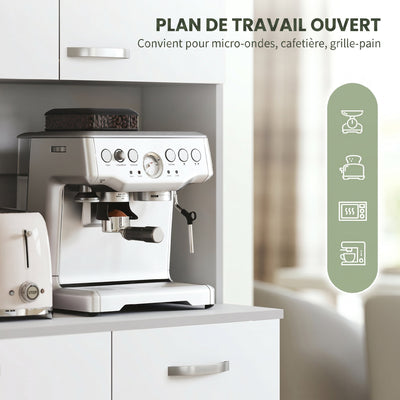 Buffet de cuisine armoire de cuisine contemporaine multi-rangements 6 portes 1 tiroir + grand plateau