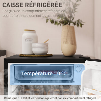 Réfrigérateur congélateur petit réfrigérateur 91 L étagères modulables design sous-comptoir 47,5 x 44,2 x 84 cm noir