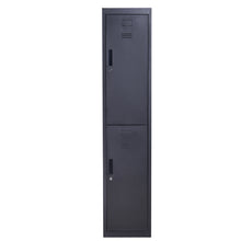Armoire à casiers à 4 niveaux, casier vestiaire métallique avec 2 portes verrouillables à 2 clés, 38x46x180cm, noir