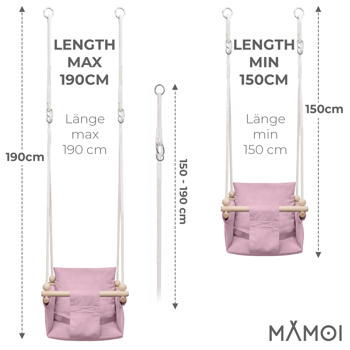 MAMOI® Huśtawka SCANDI dla dzieci – zestaw z elementami montażowymi