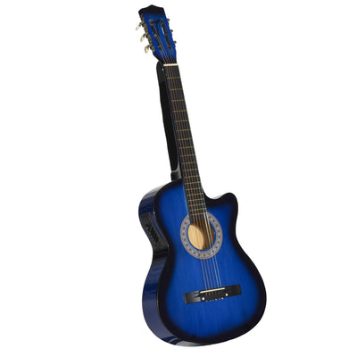 Pack guitare électrique kit guitare électrique avec sac, sangle, corde, médiators, câble, 96,5x35,8x8,5cm, bleu et noir