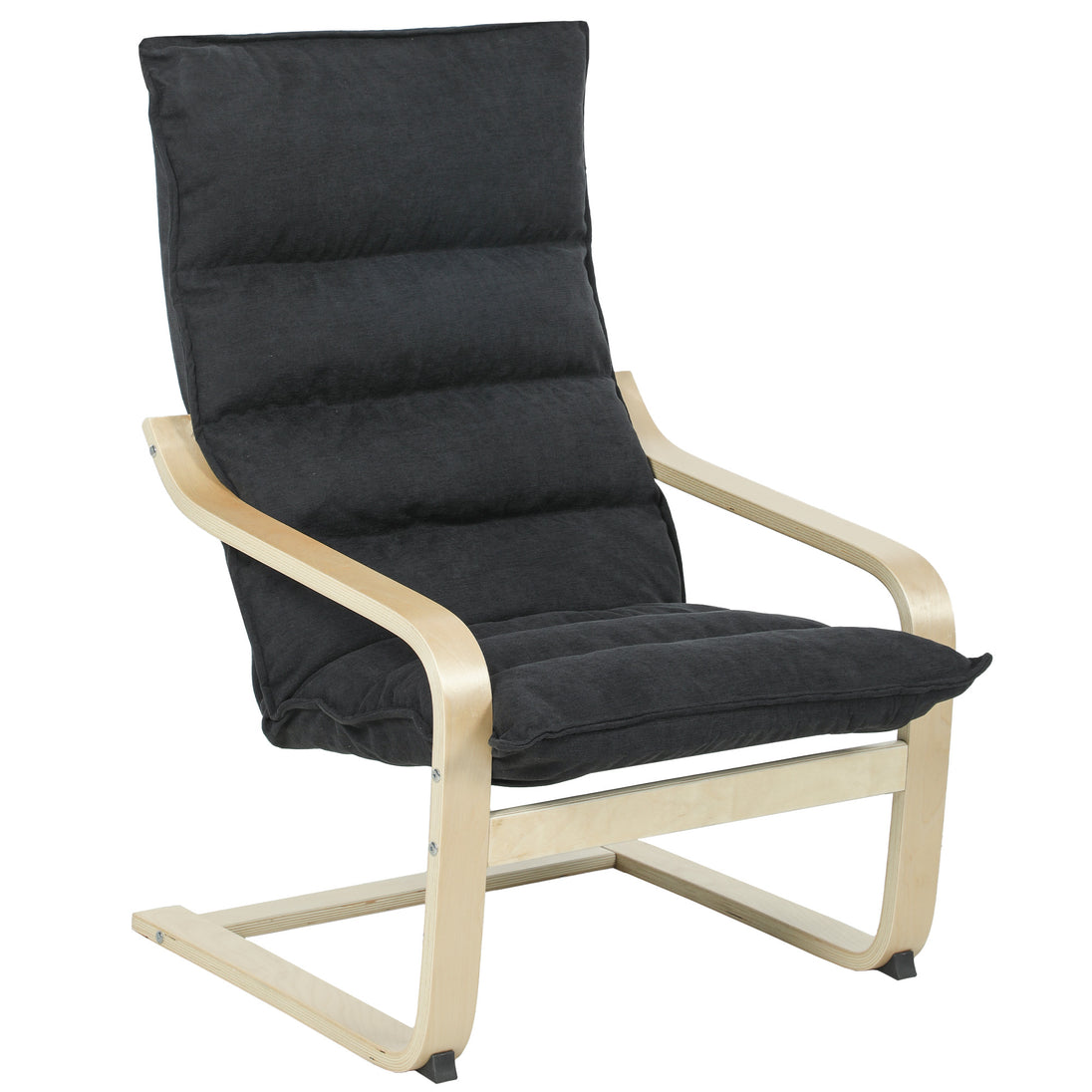 Fauteuil Salon, Fauteuil de Loisirs Moderne, Fauteuil Chambre avec Accoudoirs Incurvés, Coussins, 67 x 83 x 105 cm, Noir Aosom