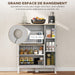 Meuble armoire micro-ondes pour cuisine avec 1 niche, 3 portes passe-câbles 80 x 35 x 97 cm blanc et aspect bois Aosom