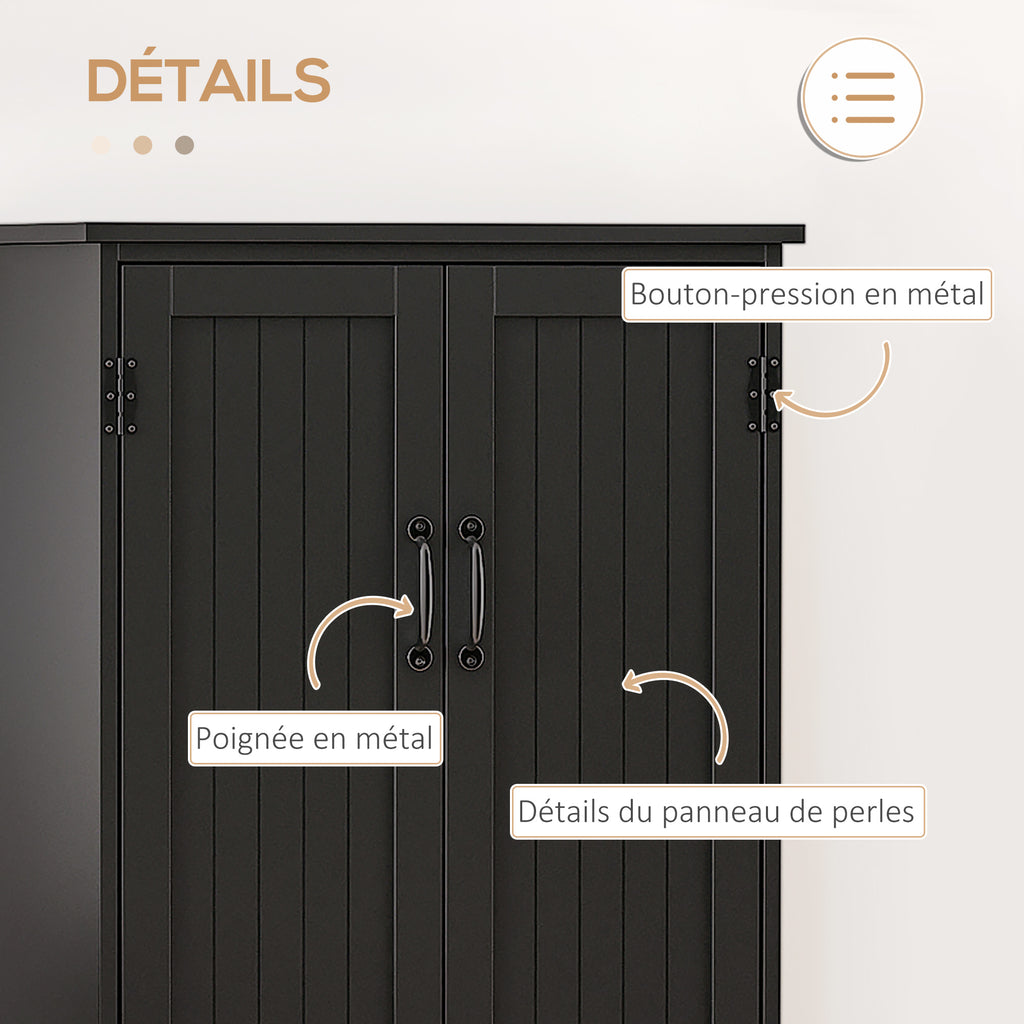 Buffet de cuisine armoire de cuisine contemporaine multi-rangements 2 placards 3 étagères 60 x 30 x 123 cm noir
