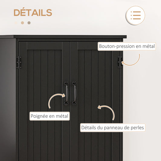 Buffet de cuisine armoire de cuisine contemporaine multi-rangements 2 placards 3 étagères 60 x 30 x 123 cm noir