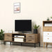 Meuble TV banc TV jusqu'à 50 pouces placard, 2 tiroirs et étagère - 2 passe-câbles - 132 x 39 x 45,5 cm marron noir Aosom