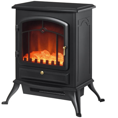 Cheminée électrique à Effet de Flamme poêle Style rétro Thermostat 1000/2000 W Anti surchauffe Noir