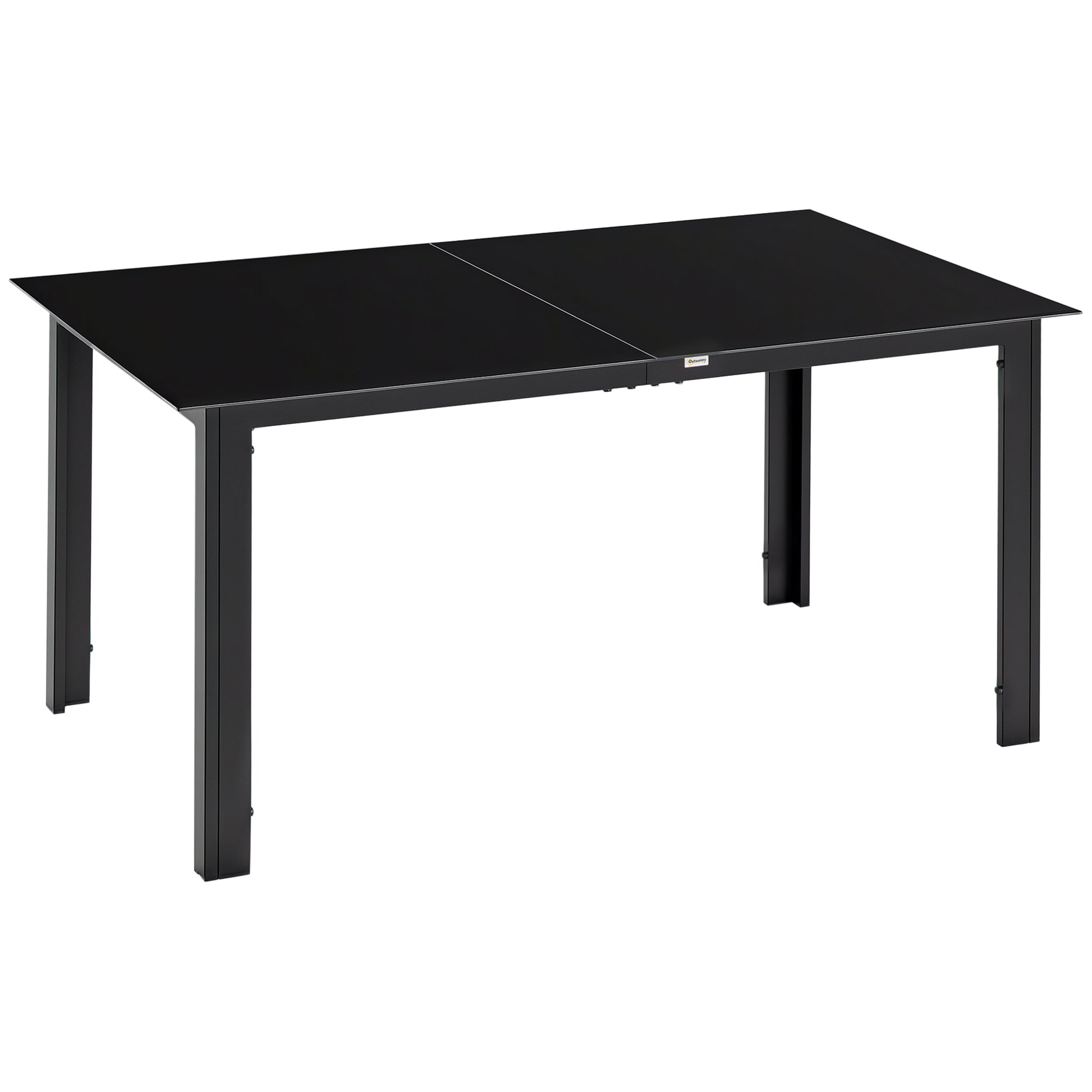 Table de jardin rectangulaire en aluminium et plateau en verre trempé - 6 personnes 150 x 90 x 74 cm noir