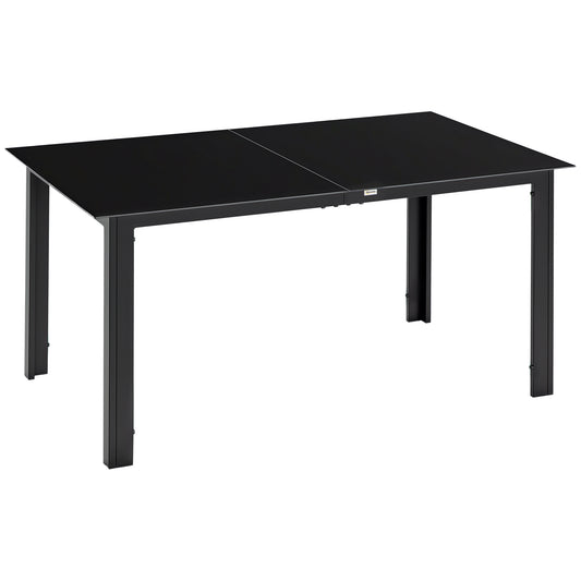 Table de jardin rectangulaire en aluminium et plateau en verre trempé - 6 personnes 150 x 90 x 74 cm noir