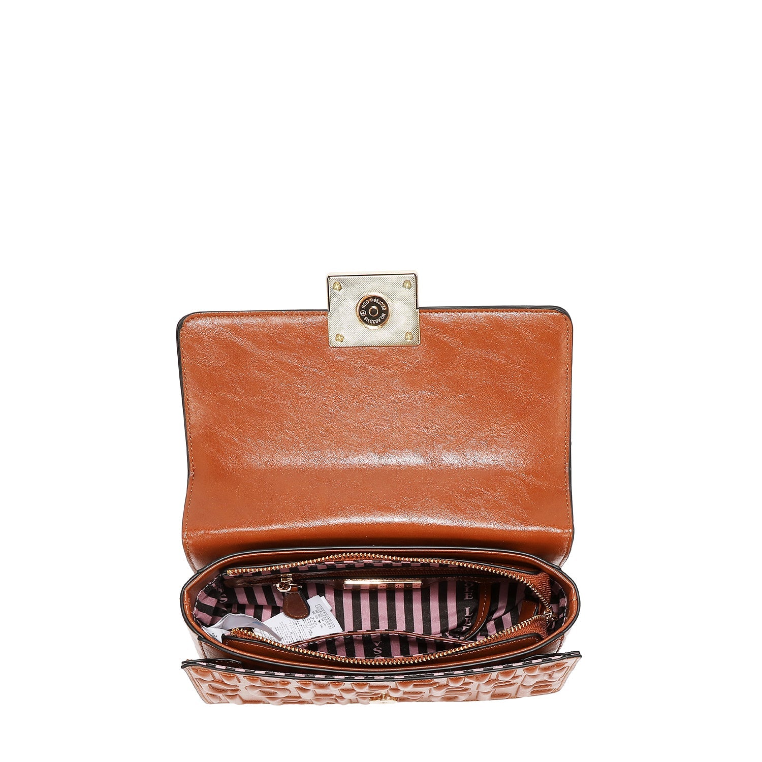 BOLSO DE HOMBRO CON CADENA Y LOGO EN RELIEVE (BLANCO)