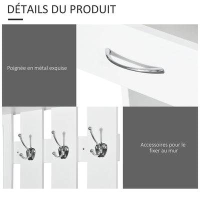 Ensembles 3 en 1 de meuble d'entrée vestiaire avec panneau porte-manteau, miroir et banc à chaussures - 6 crochets et étagère réglable, blanc
