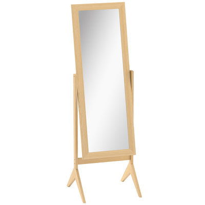 Miroir en pied grand miroir de sol inclinaison réglable pour dressing chambre 47 x 46 x 148 cm en chêne
