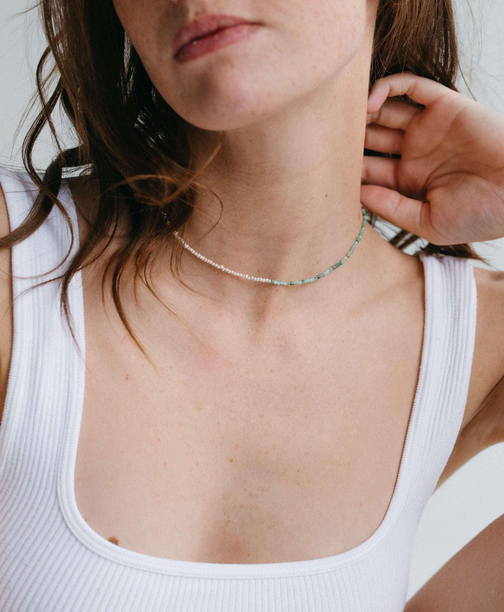 Collier Emmie bi-matière en perles