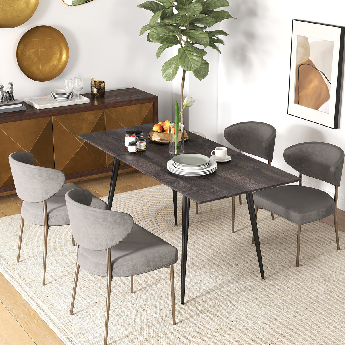 Table à manger pliante table extensible 120-160 cm jusqu'à 6 à 8 personnes avec pieds en acier, gris