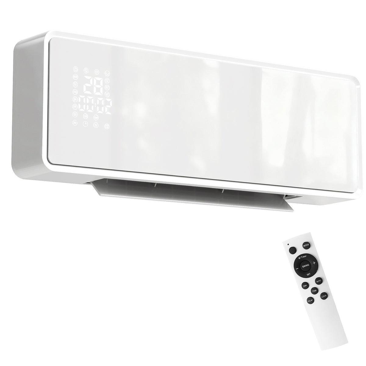 Chauffage mural en céramique 1000/2000W, radiateur électrique, ventilateur, thermostat, minuterie, 54x18,7x12,3cm, blanc