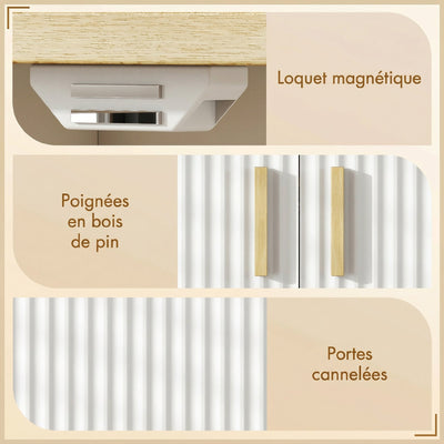 Meuble sous lavabo, meuble de salle de bain avec 2 portes et étagère réglable, 60 x 30 x 61 cm, blanc