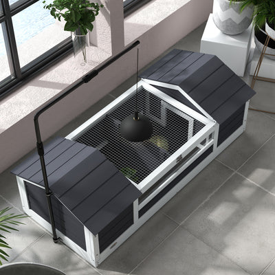Maison tortue terrestre extérieure enclos tortue 2 niches support de lampe réglable bois massif 120 x 56,5 x 43 cm gris