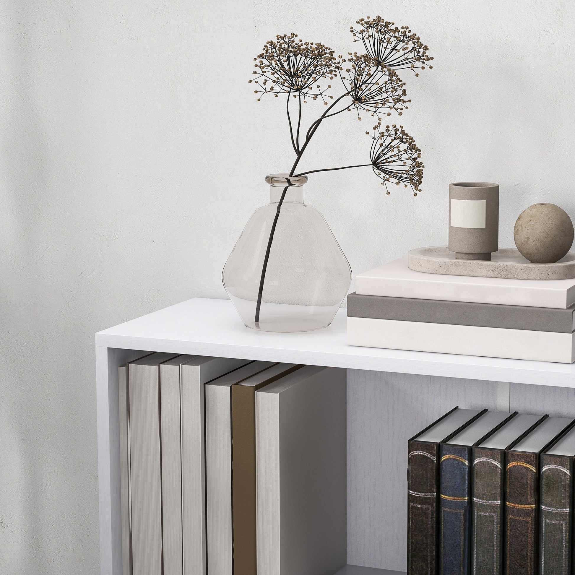 Bibliothèque étagère de rangement avec 2 compartiments et étagère réglable, 60 x 24 x 63 cm, blanc