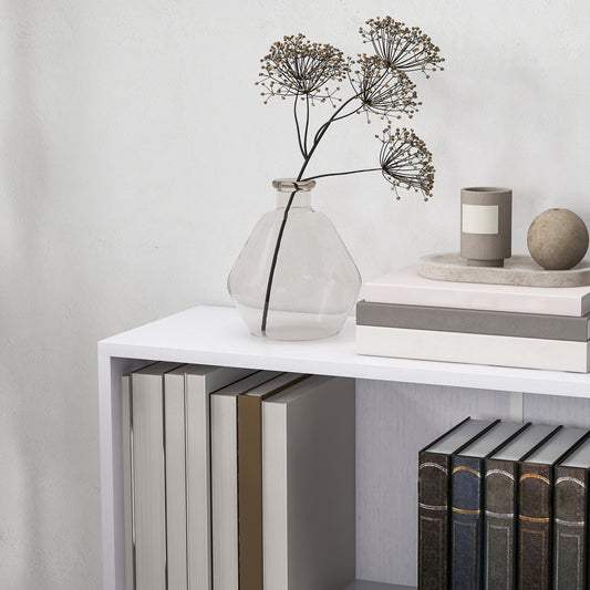 Bibliothèque étagère de rangement avec 2 compartiments et étagère réglable, 60 x 24 x 63 cm, blanc