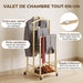 Valet de chambre à roulettes, portant à vêtements en bambou, cintres, barres de suspension, plateau et étagère, chêne Aosom