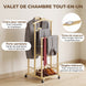 Valet de chambre à roulettes, portant à vêtements en bambou, cintres, barres de suspension, plateau et étagère, chêne Aosom