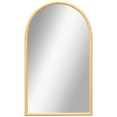 Miroir mural arche, 110 x 65 cm Cadre en bois, Miroir arqué pour le salon, la chambre, l'entrée, bois naturel