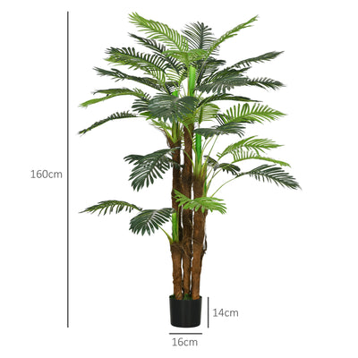 Palmier Artificiel H.1,6 m Arbre Artificiel Tronc Branches Lichen Feuilles Grand réalisme Pot Inclus