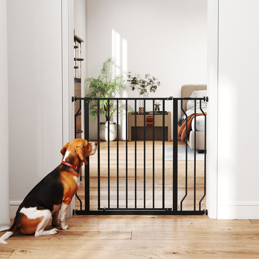 Barrière de sécurité barrière pour animal domestique longueur réglable sans perçage en acier et ABS 75-95 x 76 cm noir