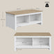 Table Basse Rectangulaire, Table de Salon Moderne avec 4 Compartiments Ouverts, 110 x 55 x 45,5 cm, Chêne et Blanc Aosom