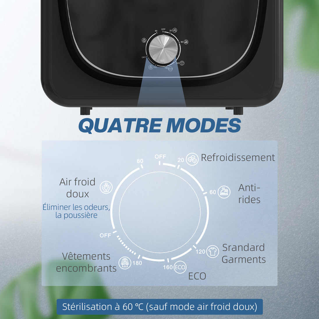 Sèche linge à évacuation électrique 800 W 2,5 Kg avec 5 modes Aosom