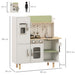 Cuisine enfant 3-8 ans jeu d'imitation avec machine à glaçons, évier mobile en acier inoxydable 84 x 34 x 89 cm blanc Aosom