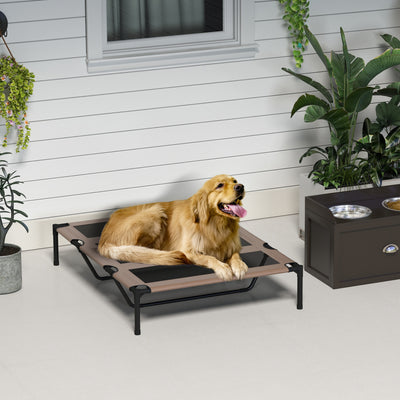 Lit sur pieds XXL pour chien chat lit de camp animal 122L x 92l x 23H cm marron clair