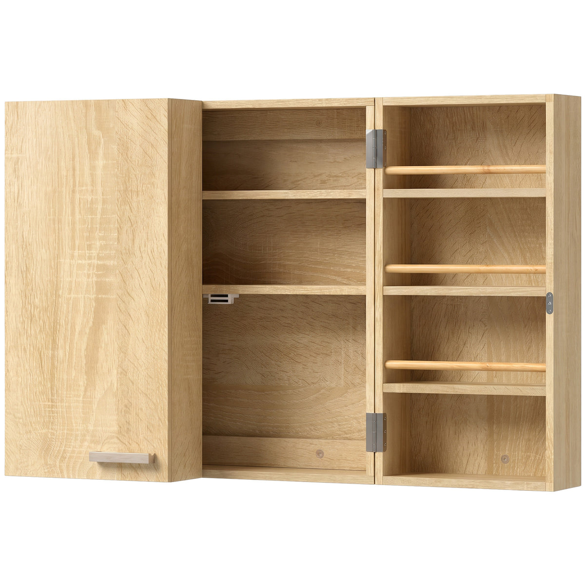 Armoire à pharmacie murale, armoire à médicaments avec double porte verrouillable 2 clés, 53x20x53cm, chêne