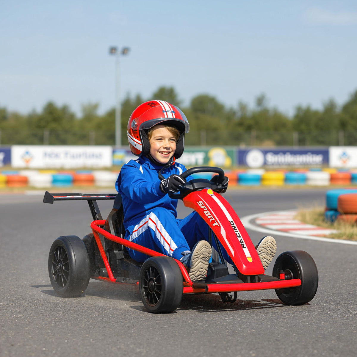 Voiture électrique GoKart kart électrique pour enfants 2 x 24 V moteurs mode dérive à 13 km/h 119 x 77 x 54 cm rouge