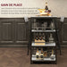 Ensemble table de bar avec 2 tabourets et étagères de rangement pour salle à manger, cuisine, gris et noir Aosom