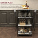 Ensemble table de bar avec 2 tabourets et étagères de rangement pour salle à manger, cuisine, gris et noir Aosom