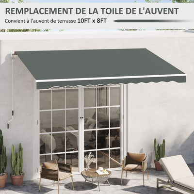 Toile de Rechange Store banne - Lambrequin Vagues Douces - Polyester Haute densité 280 g/m² Anti-UV gris