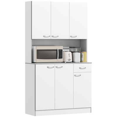 Buffet de cuisine armoire de cuisine contemporaine multi-rangements 6 portes 1 tiroir + grand plateau