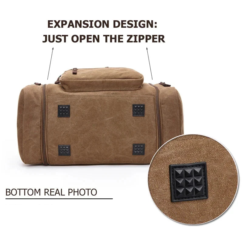 Canvas Travel Bag Carry-On Coffee Brown OBA