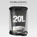 Poubelle de Cuisine 20 L en Métal, Poubelle à Pédale avec Couvercle à Fermeture Douce et Seau Amovible, Noir Aosom