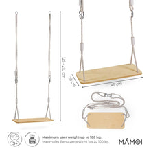 MAMOI® Babyschaukel, Holzschaukel, Schaukel Baby, Indoor Garten, Kinderschaukel, Kinder Holzschaukel, Schaukel aus Holz, Schaukel, Schaukelsitz Outdoor Babysitz Holz bis 100kg! | Made in EU ECO