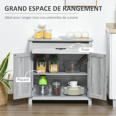 Buffet salon, meuble de rangement avec tiroir, 2 portes de grange et étagère réglable, buffet salle à manger et