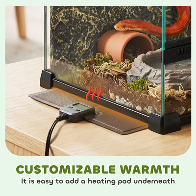 Boîte à Reptiles avec Panneau de Fond, Fermeture Sécurisée Par Rotation, Ventilation Frontale, 50x30x35cm, Noir