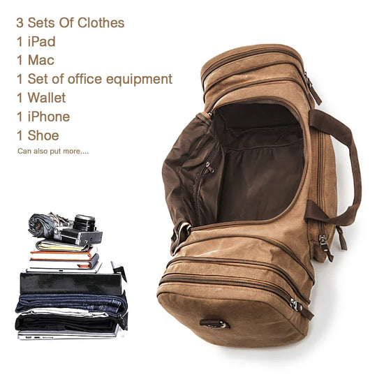 Canvas Travel Bag Carry-On Coffee Brown OBA