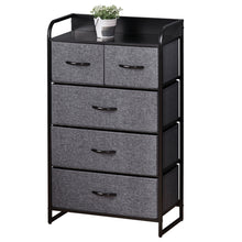 Commode Meuble de Rangement 5 tiroirs Pliables en Tissu 58 x 29 x 99 cm Gris